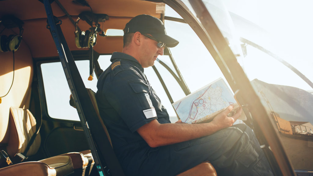 helicopter pilot reading map