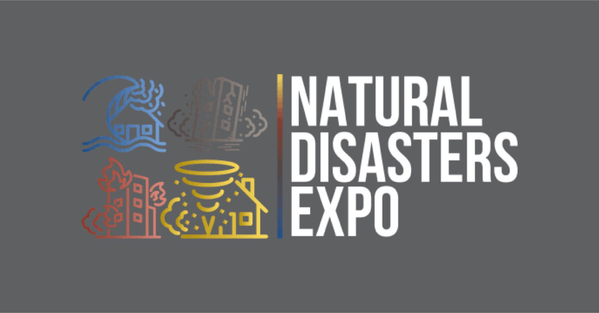 natural disasters expo logo with gray background