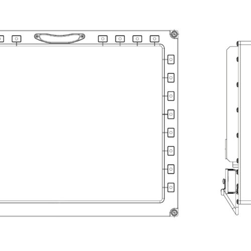 outline drawing of avionics display with thin box