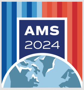 graphic logo showing earth and vertical lines for AMS 2024
